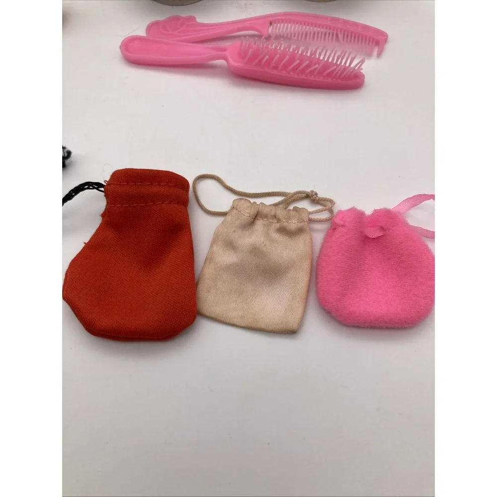 Set Of 8 Vintage Doll/Barbie Accessories Crowns, Bags, TNT, Brush,Comb